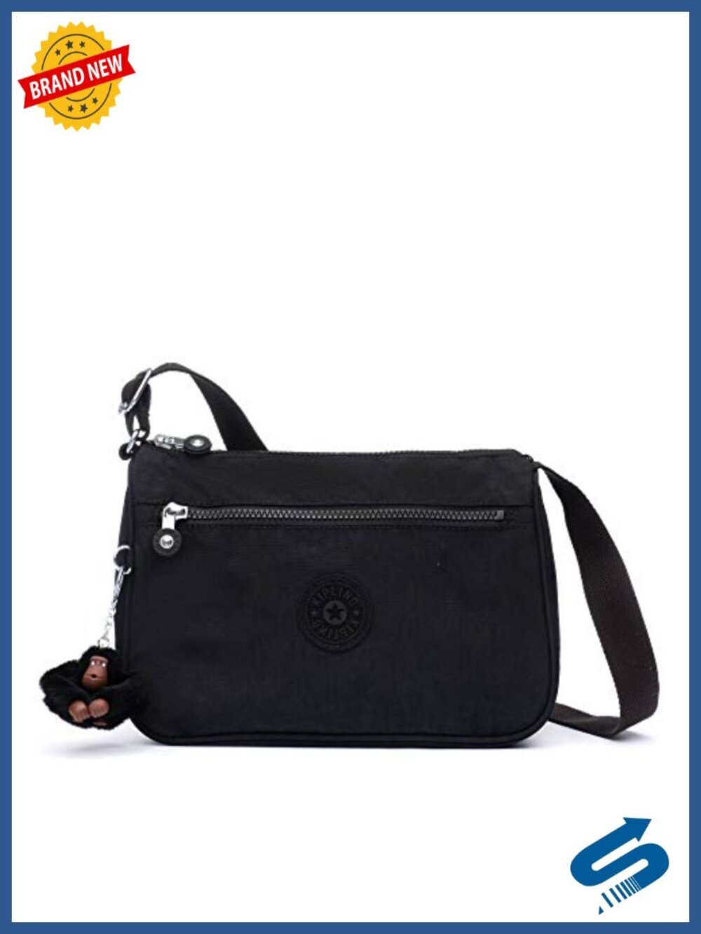 Nylon Crossbody Bag with Zipper Closure, 5 Compartments, Lightweight